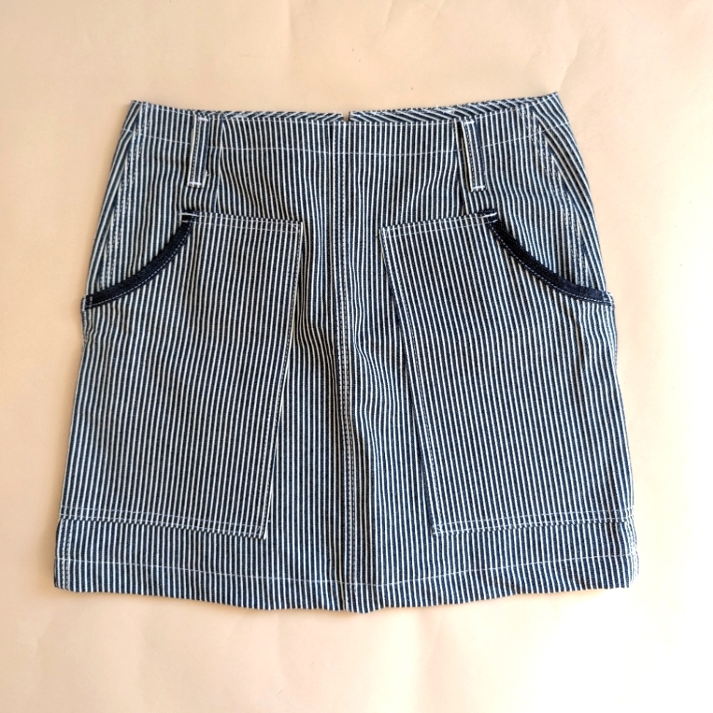 L.C. King Hickory Stripe Denim with Indigo Trim Skirt Size 30
